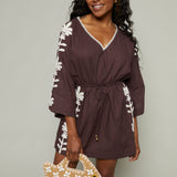 Kendall Embroidered Palm Cover Up Dress