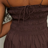 Solana Poplin Smocked Midi Dress - Chocolate Cherry