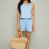 Antonia Cropped Linen Top - Bermuda