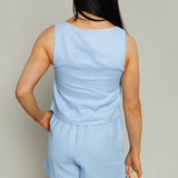 Antonia Cropped Linen Top - Bermuda