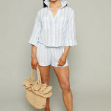 Edith Striped Airy Gauze Short - Sea Salt