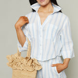 Jensen Airy Gauze Striped Button Up - Sea Salt