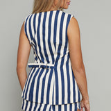 Camila Striped Ruffle Sleeveless Vest