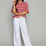 Elodie Short Sleeve Ribbed Knit Cardigan - Poppy