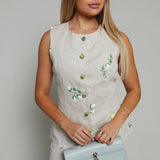 Lettie Embroidered Scalloped Vest