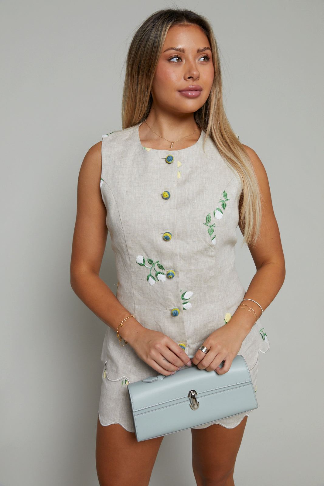 Lettie Embroidered Scalloped Vest