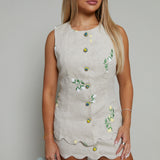 Lettie Embroidered Scalloped Vest