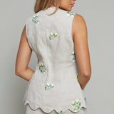 Lettie Embroidered Scalloped Vest