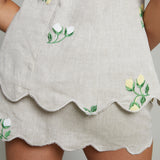 Zayla Embroidered Scalloped Mini Skirt