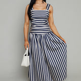 Dania Striped Gathered Midi Dress