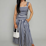 Dania Striped Gathered Midi Dress