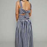 Dania Striped Gathered Midi Dress