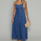 Stevie Denim Midi Dress - Medium Indigo