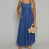 Stevie Denim Midi Dress - Medium Indigo