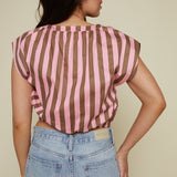 Monica Striped Cinched Waist Top