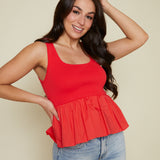 Stormy Mixed Media Peplum Top