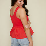 Stormy Mixed Media Peplum Top