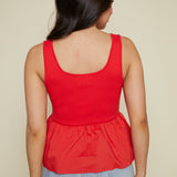 Stormy Mixed Media Peplum Top