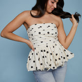 Amanda Polka Dot Bubble Hem Top