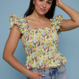 Britta Floral Smocked Peplum Top