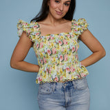 Britta Floral Smocked Peplum Top