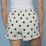 Tara Polka Dot Ruffle Hem Shorts