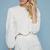 Katrina Eyelet Embroidered Linen Top