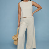 Mia Jersey Flare Pant - Panna Cotta