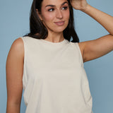Lyra Jersey Muscle Tank - Panna Cotta