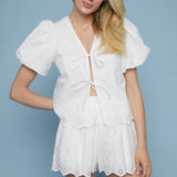 Solene Eyelet Tie-Front Top