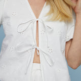 Solene Eyelet Tie-Front Top