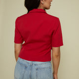 Evelyn Bow Embellished Blazer - Red