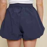 Roo Cotton Poplin Bubble Shorts - Navy