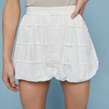 Roo Cotton Crochet Bubble Shorts - White