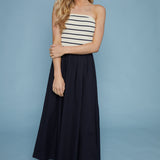 Grace Strapless Navy Mixed Media Dress