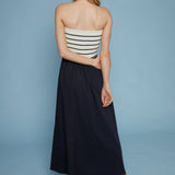 Grace Strapless Navy Mixed Media Dress
