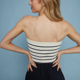 Grace Strapless Navy Mixed Media Dress