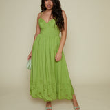 Anna Embroidered Scalloped Midi Dress
