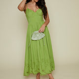 Anna Embroidered Scalloped Midi Dress