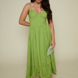 Anna Embroidered Scalloped Midi Dress
