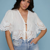 Laney Eyelet Front Tie Top