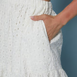 Jayne Eyelet Tiered Midi Skirt