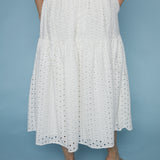 Jayne Eyelet Tiered Midi Skirt