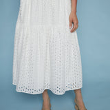 Jayne Eyelet Tiered Midi Skirt