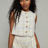 Brisa Bubble Hem Grid Shorts