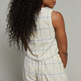 Marceline Button Down Grid Top
