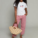 Aoife Short Sleeve Strawberry Baby Tee -White/Red