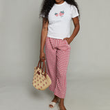 Felicity Gingham Elastic Pants - Red/White