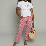 Aoife Short Sleeve Strawberry Baby Tee -White/Red