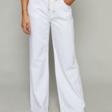 Jenna Low Slung Palazzo Jean - Optic White